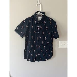 Denim And Flower Ricky Singh Slim Fit Flamingo Button Down Shirt Size Mens Med